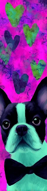 Free printable dog bookmark featuring hot pink boston terrier bookmark